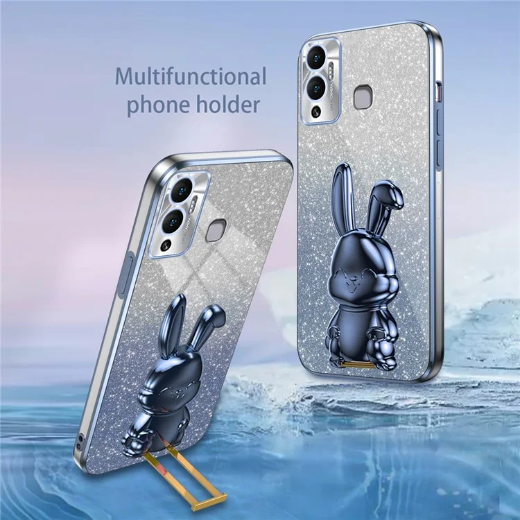 Per Infinix Hot 12 Play 4G Custodia Protettiva Disegno Coniglio Supporto Slim Cover per Telefono - Blu