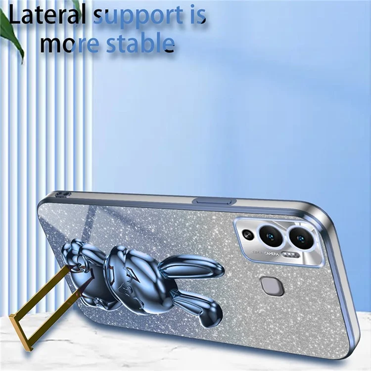 Per Infinix Hot 12 Play 4G Custodia Protettiva Disegno Coniglio Supporto Slim Cover per Telefono - Blu