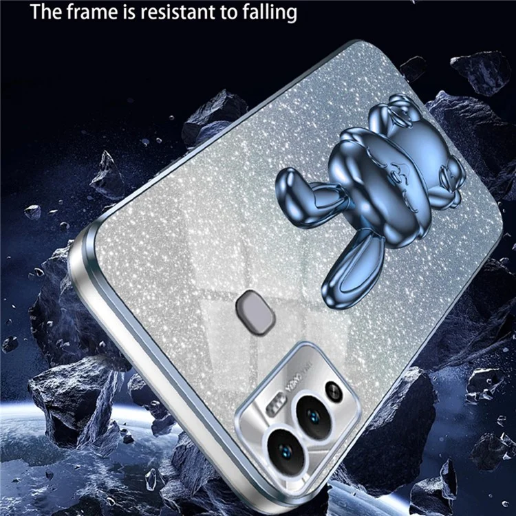 Per Infinix Hot 12 Play 4G Custodia Protettiva Disegno Coniglio Supporto Slim Cover per Telefono - Blu
