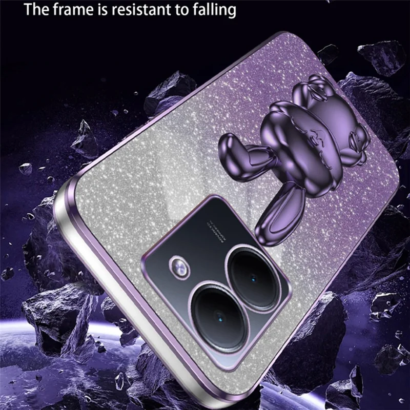 For vivo Y78 5G (China) / Y27 5G / Y36 5G / 4G (Global) Slim Case Rabbit Design Kickstand PC+TPU Phone Cover - Purple