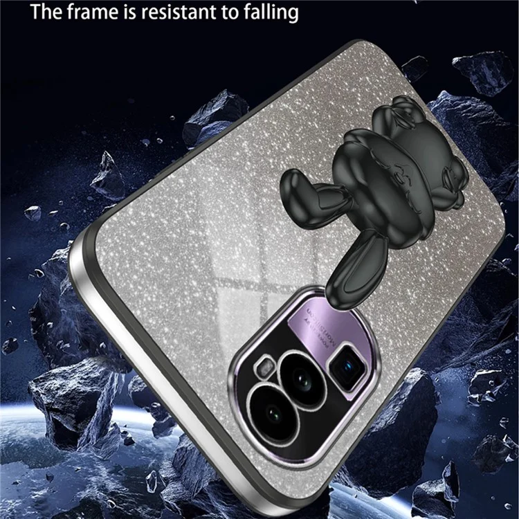 Для Oppo Reno10 Pro+ 5G чехол, дизайн кролика, противоударный, со складной подставкой, чехол для телефона - черный