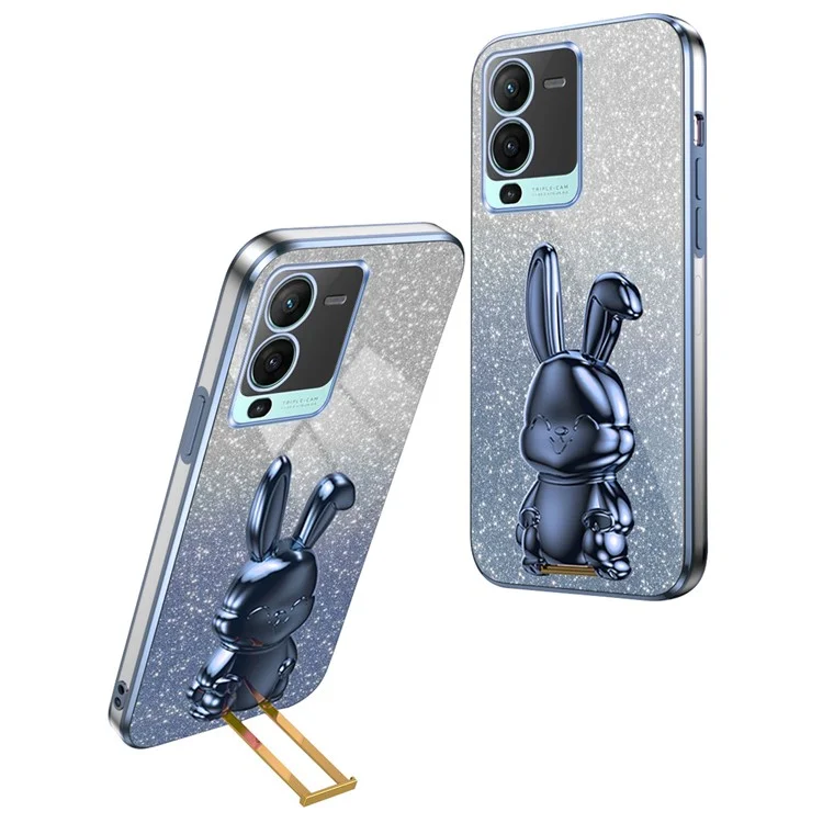 Rabbit Design Kickstand Case für vivo S15 5G Schutzhülle - Blau