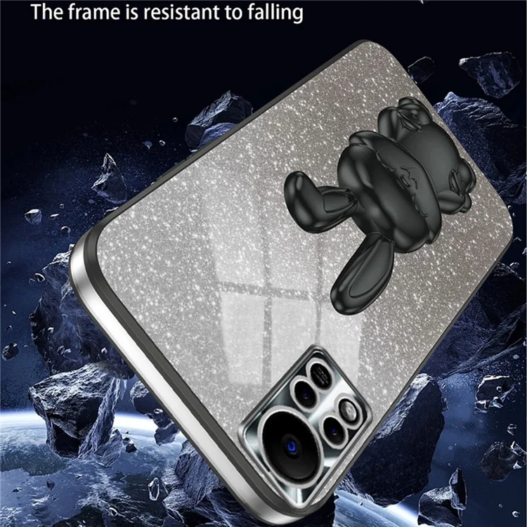 Para Infinix Hot 11s NFC 4G PC+TPU Case Rabbit Design Kickstand Phone Cover - Preto