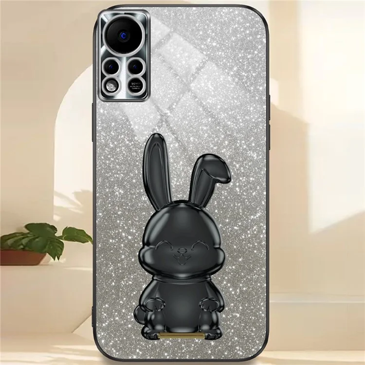 Para Infinix Hot 11s NFC 4G PC+TPU Case Rabbit Design Kickstand Phone Cover - Preto