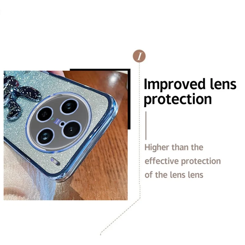 For vivo X100 Pro 5G Cell Phone Case Cute Rabbit Anti-scratch Glitter Back Cover with Kickstand - Purple