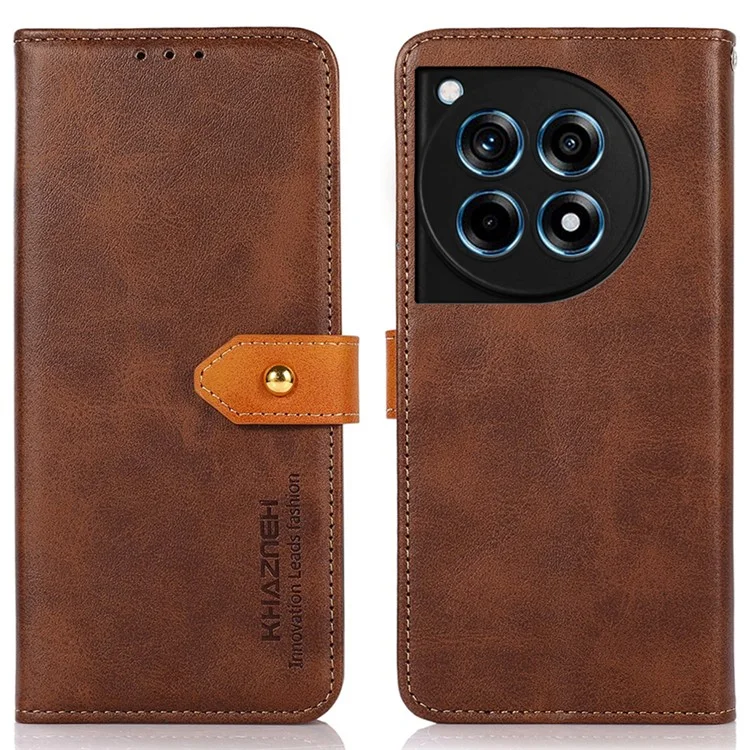 KHAZNEH For OnePlus Ace 3 5G / 12R 5G Case PU Leather Shockproof TPU Shell Folio Cover - Brown