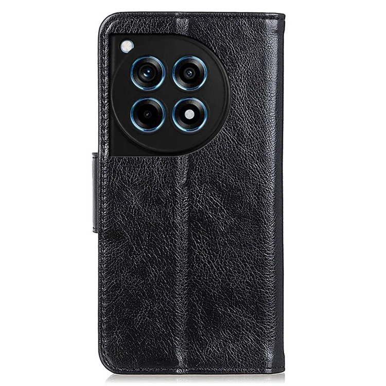 For OnePlus Ace 3 5G / 12R 5G Case Split Leather Flip Phone Cover Card Holder Slots - Black