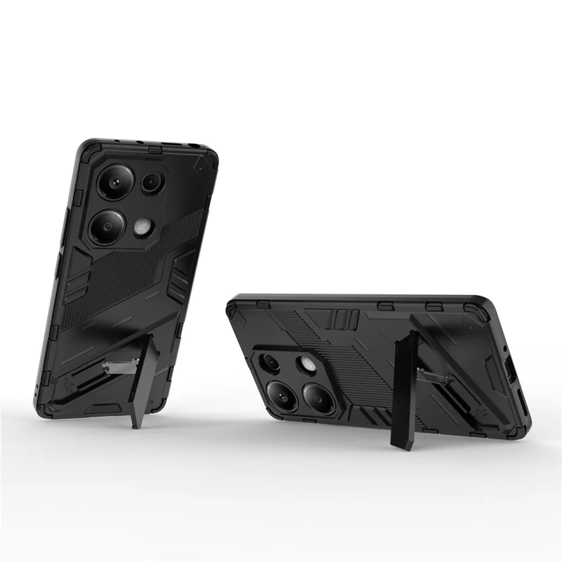 Para Xiaomi Redmi Note 13 Pro 4G / Poco M6 Pro 4G Capa de Telefone Celular PC+TPU Tampa Traseira com Suporte - Preto