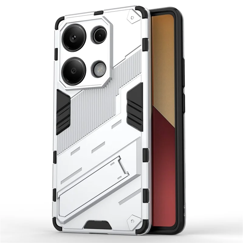 For Xiaomi Redmi Note 13 Pro 4G / Poco M6 Pro 4G Cell Phone Case PC+TPU Back Cover with Kickstand - White