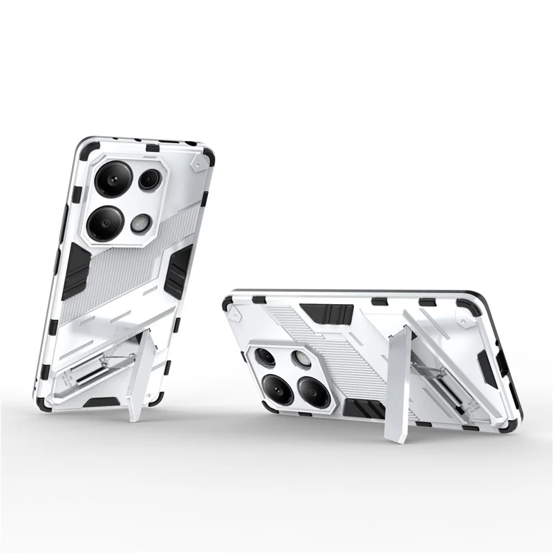 For Xiaomi Redmi Note 13 Pro 4G / Poco M6 Pro 4G Cell Phone Case PC+TPU Back Cover with Kickstand - White