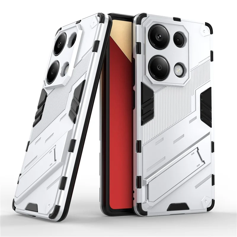 For Xiaomi Redmi Note 13 Pro 4G / Poco M6 Pro 4G Cell Phone Case PC+TPU Back Cover with Kickstand - White