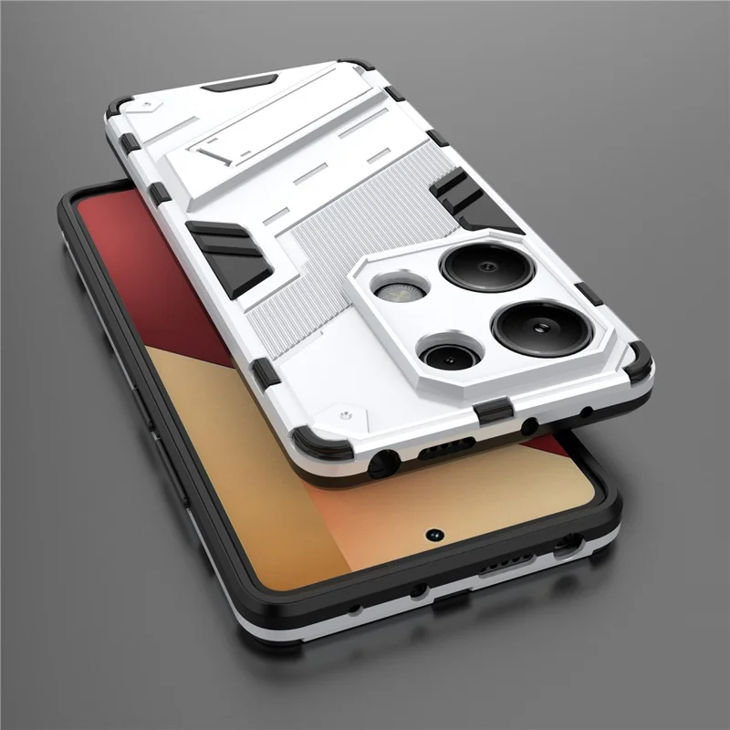 For Xiaomi Redmi Note 13 Pro 4G / Poco M6 Pro 4G Cell Phone Case PC+TPU Back Cover with Kickstand - White
