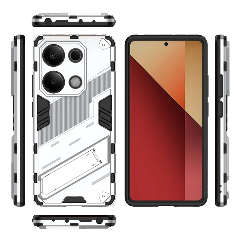 For Xiaomi Redmi Note 13 Pro 4G / Poco M6 Pro 4G Cell Phone Case PC+TPU Back Cover with Kickstand - White