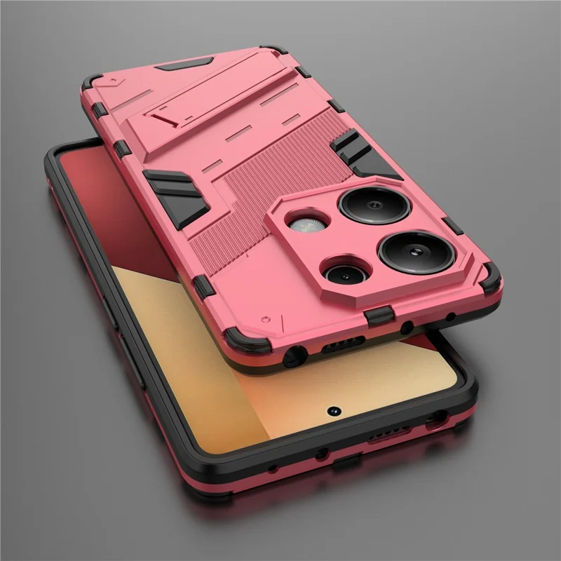For Xiaomi Redmi Note 13 Pro 4G / Poco M6 Pro 4G Cell Phone Case PC+TPU Back Cover with Kickstand - Rose