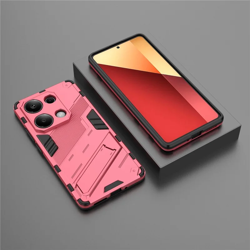 For Xiaomi Redmi Note 13 Pro 4G / Poco M6 Pro 4G Cell Phone Case PC+TPU Back Cover with Kickstand - Rose