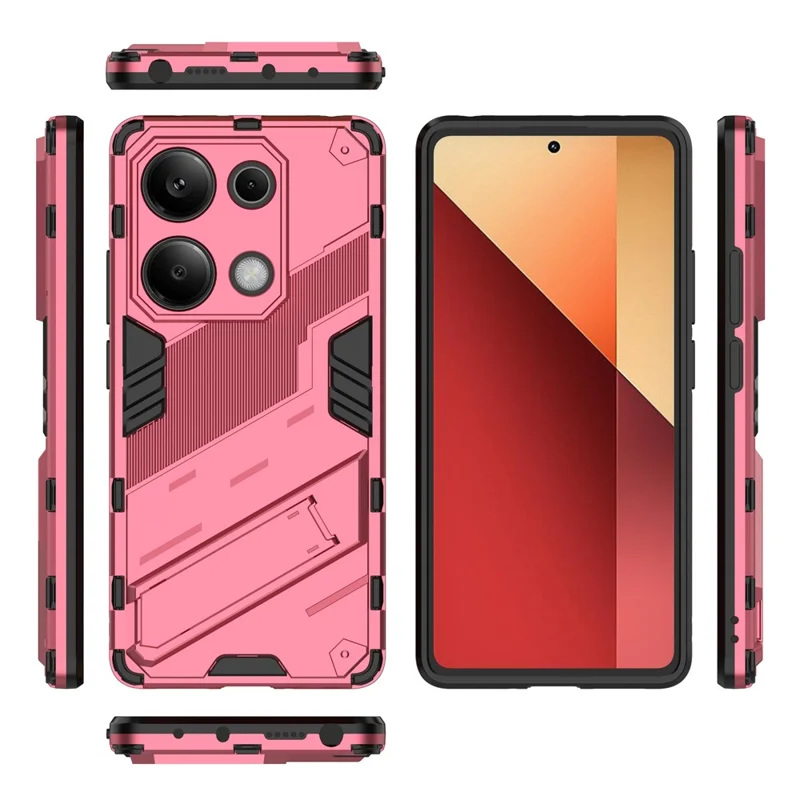 For Xiaomi Redmi Note 13 Pro 4G / Poco M6 Pro 4G Cell Phone Case PC+TPU Back Cover with Kickstand - Rose