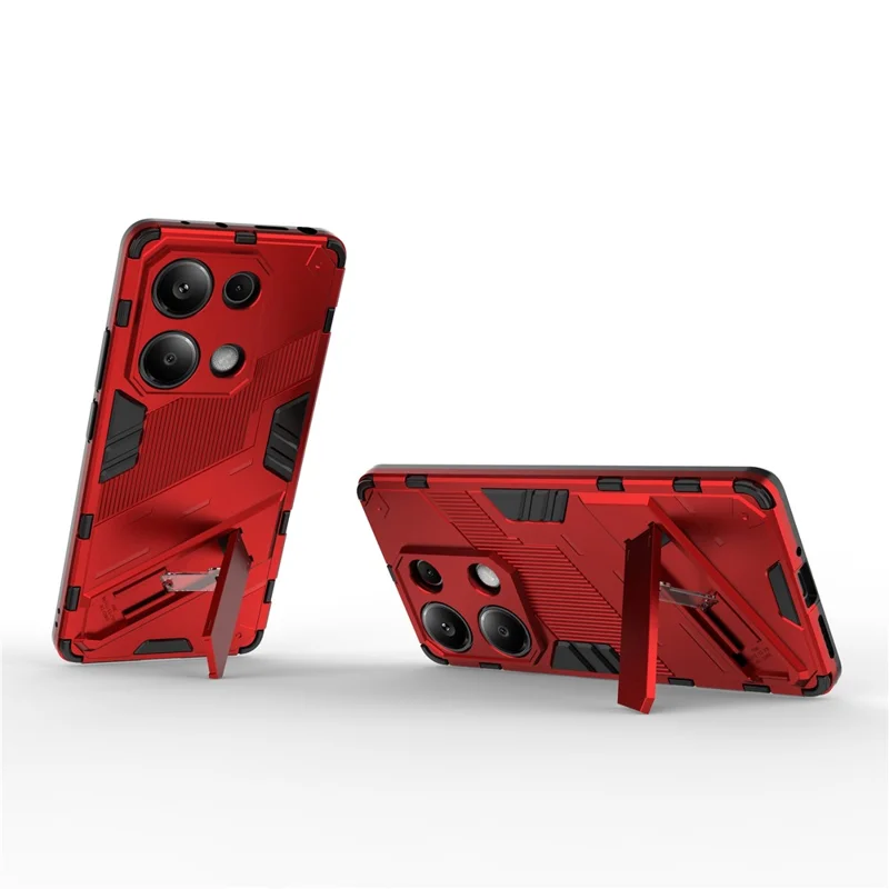 For Xiaomi Redmi Note 13 Pro 4G / Poco M6 Pro 4G Cell Phone Case PC+TPU Back Cover with Kickstand - Red