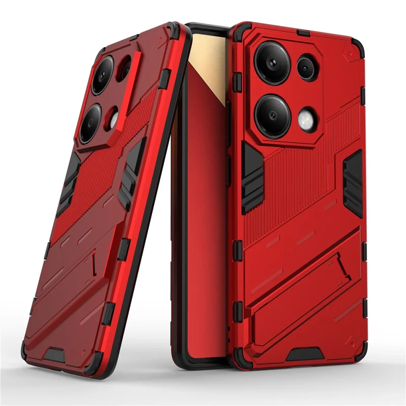 For Xiaomi Redmi Note 13 Pro 4G / Poco M6 Pro 4G Cell Phone Case PC+TPU Back Cover with Kickstand - Red