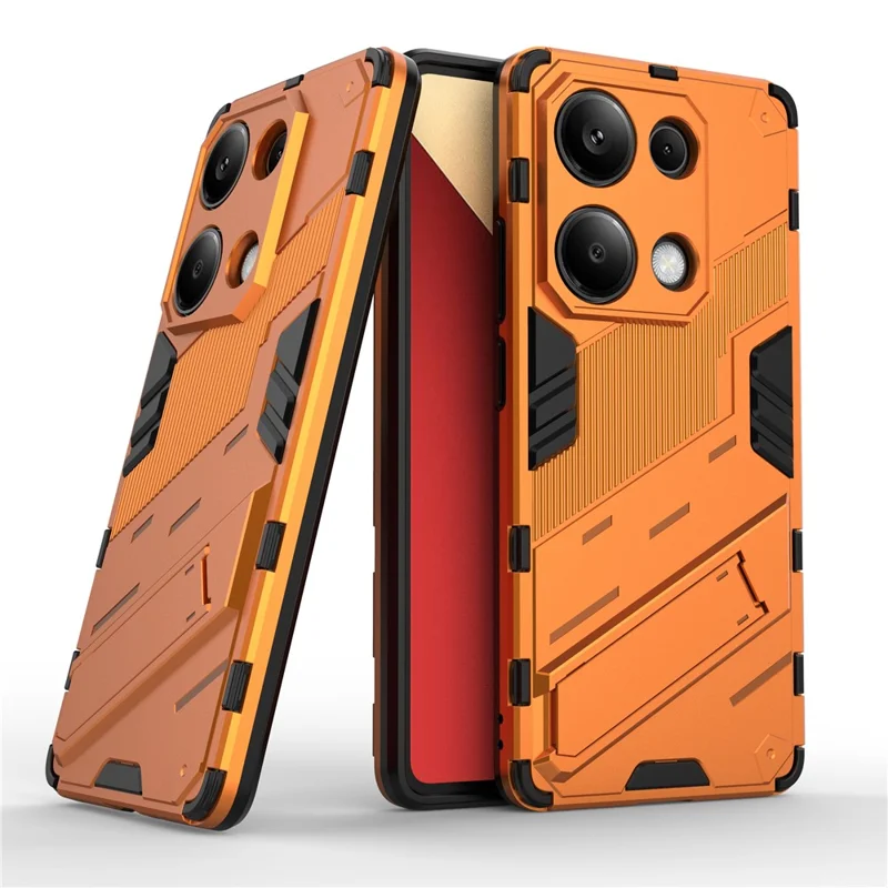 For Xiaomi Redmi Note 13 Pro 4G / Poco M6 Pro 4G Cell Phone Case PC+TPU Back Cover with Kickstand - Orange