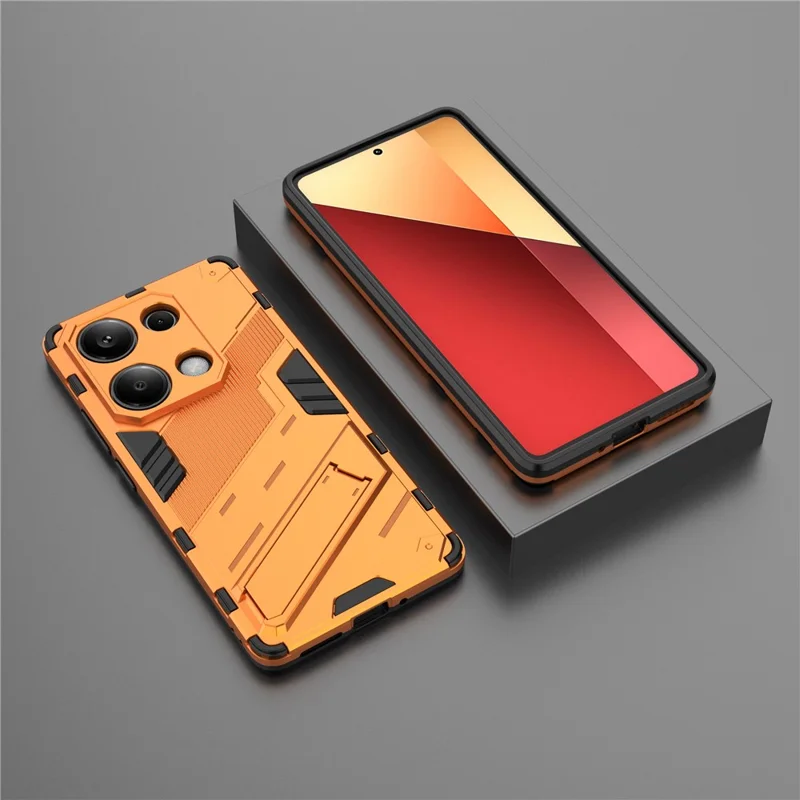 For Xiaomi Redmi Note 13 Pro 4G / Poco M6 Pro 4G Cell Phone Case PC+TPU Back Cover with Kickstand - Orange