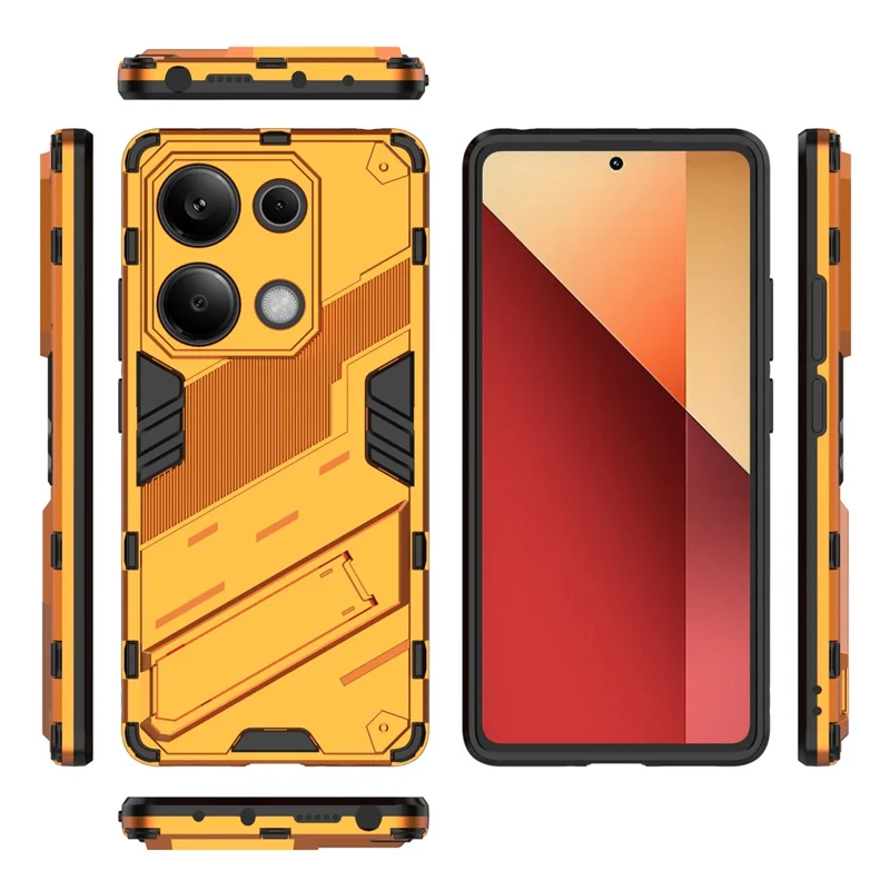 For Xiaomi Redmi Note 13 Pro 4G / Poco M6 Pro 4G Cell Phone Case PC+TPU Back Cover with Kickstand - Orange