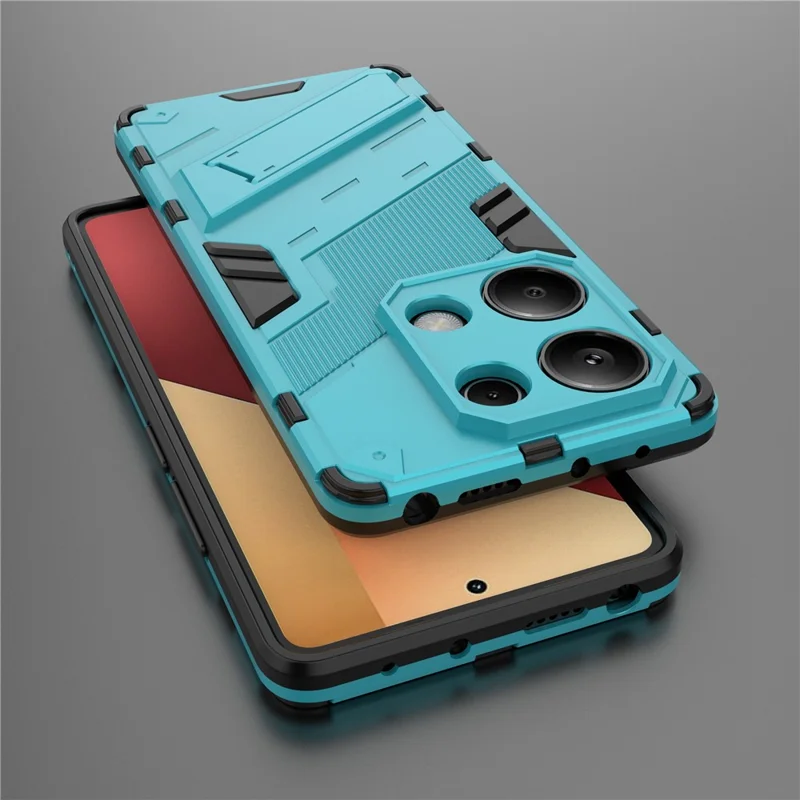 For Xiaomi Redmi Note 13 Pro 4G / Poco M6 Pro 4G Cell Phone Case PC+TPU Back Cover with Kickstand - Baby Blue