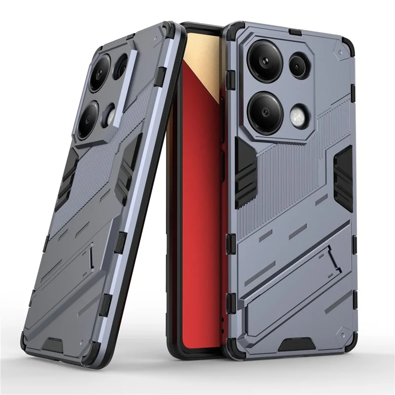 For Xiaomi Redmi Note 13 Pro 4G / Poco M6 Pro 4G Cell Phone Case PC+TPU Back Cover with Kickstand - Grey
