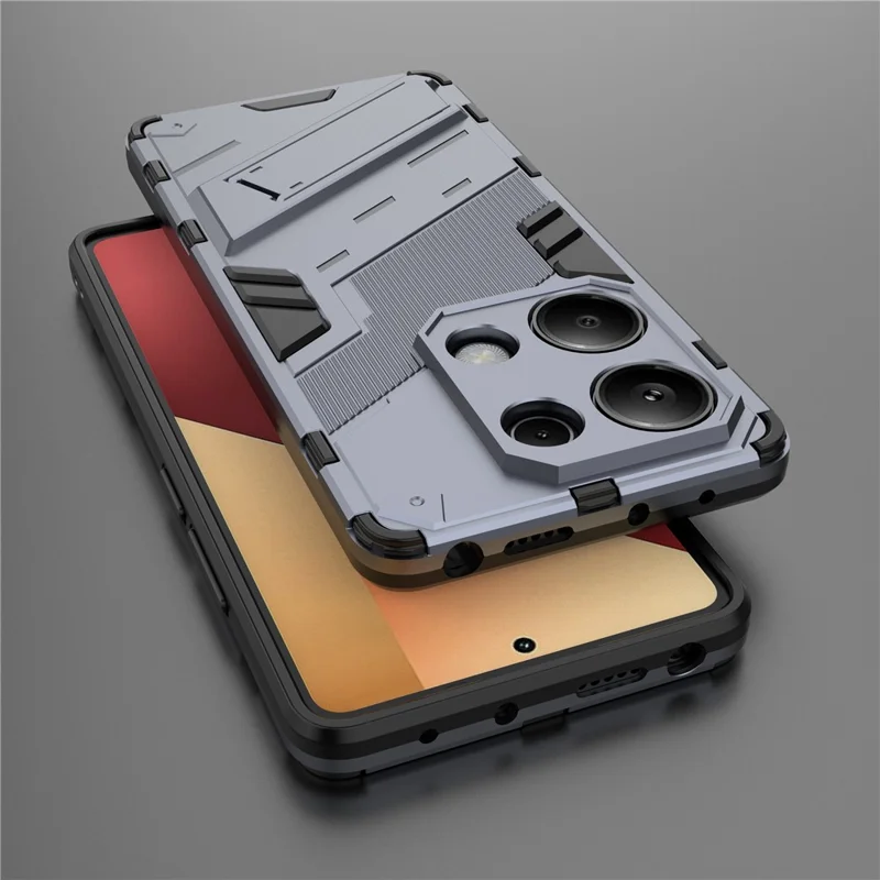 For Xiaomi Redmi Note 13 Pro 4G / Poco M6 Pro 4G Cell Phone Case PC+TPU Back Cover with Kickstand - Grey