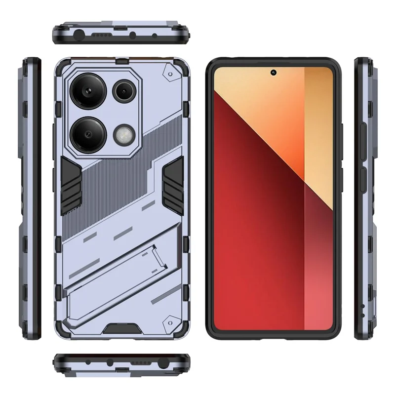 For Xiaomi Redmi Note 13 Pro 4G / Poco M6 Pro 4G Cell Phone Case PC+TPU Back Cover with Kickstand - Grey