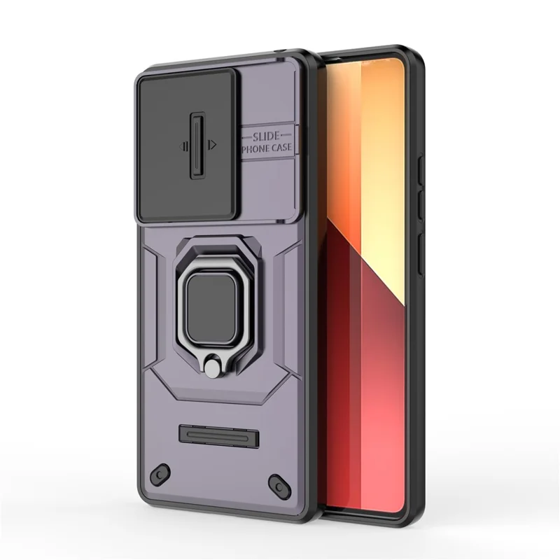 For Xiaomi Redmi Note 13 Pro 4G / Poco M6 Pro 4G Case PC+TPU Slide Lens Lid Anti-drop Phone Cover - Purple