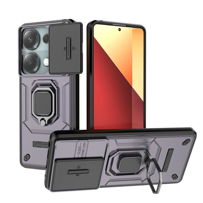 For Xiaomi Redmi Note 13 Pro 4G / Poco M6 Pro 4G Case PC+TPU Slide Lens Lid Anti-drop Phone Cover - Purple