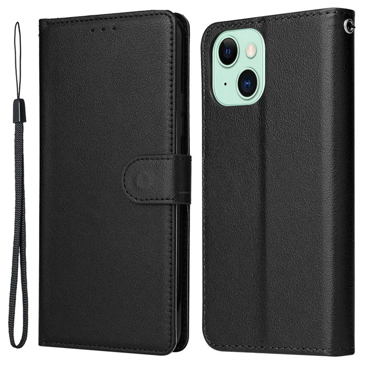 Custodia per cellulare per iPhone 15 Wallet PU Leather Stand Mobile Phone Shell - Nero