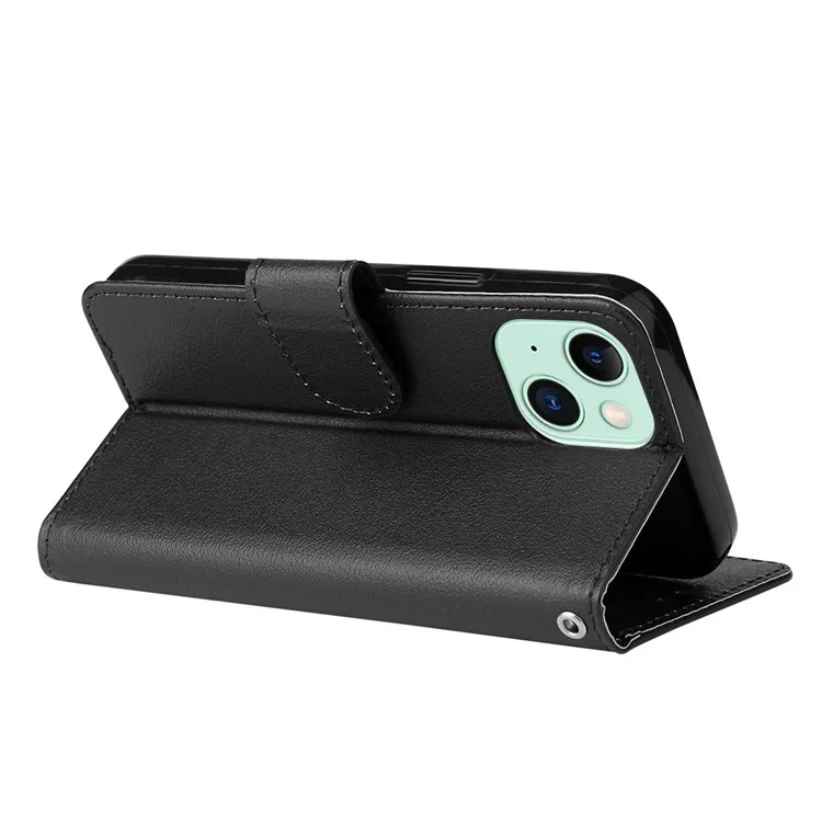 Custodia per cellulare per iPhone 15 Wallet PU Leather Stand Mobile Phone Shell - Nero