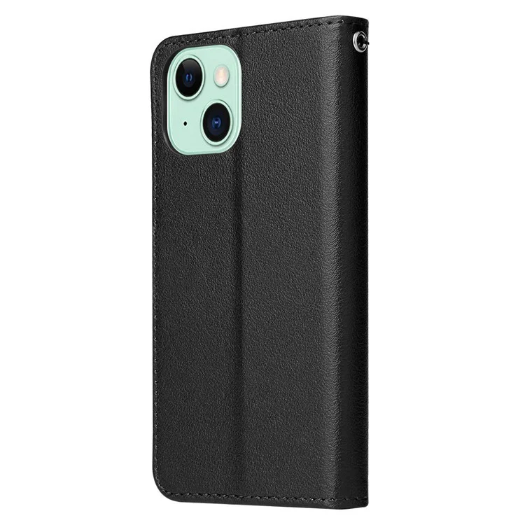 Custodia per cellulare per iPhone 15 Wallet PU Leather Stand Mobile Phone Shell - Nero