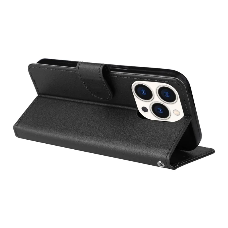 For iPhone 15 Pro Cases PU Leather Phone Cover Cell Phone Case Wallet with Stand Function - Black