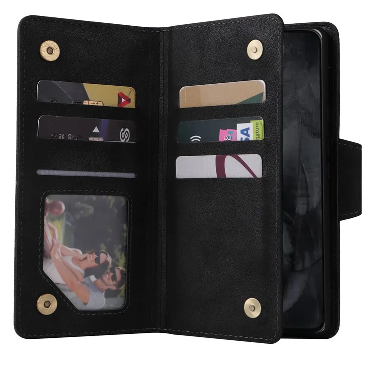 Per Google Pixel 8 Pro TPU+PU Leather Phone Case Wallet Rivet Decor Stand Phone Cover - Nero