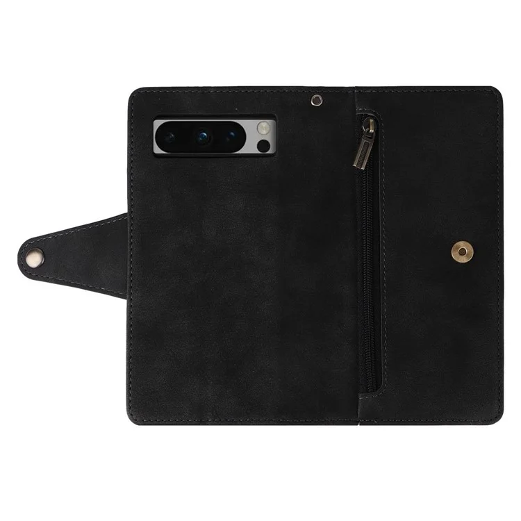 Per Google Pixel 8 Pro TPU+PU Leather Phone Case Wallet Rivet Decor Stand Phone Cover - Nero