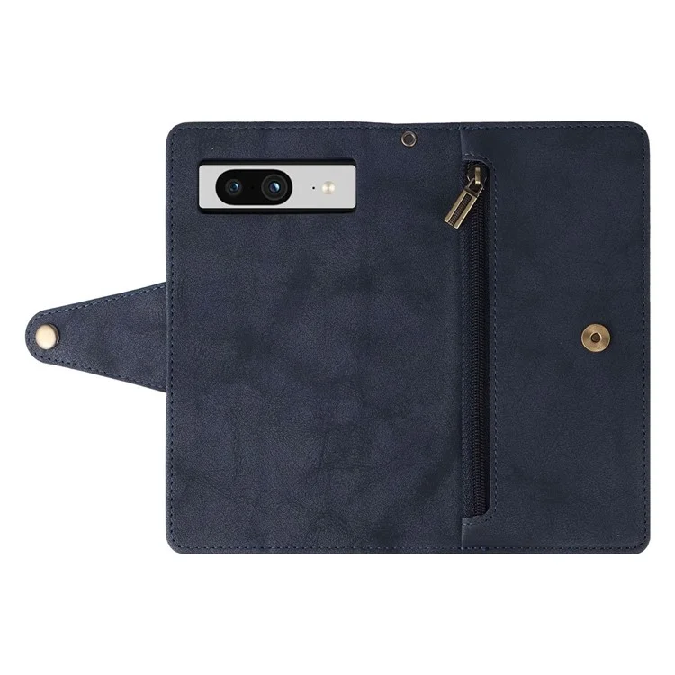 Per Google Pixel 8 Stand Cell Phone Cover Wallet Rivet Decor PU Leather Phone Case - Blu