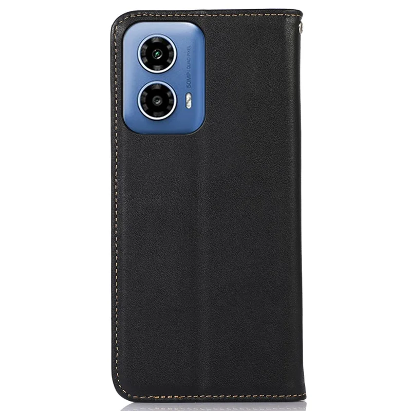 KHAZNEH For Motorola Moto G45 5G / G34 5G Case Genuine Cow Leather Phone Cover Wallet - Black