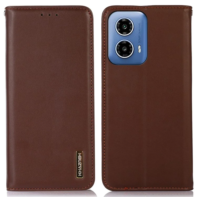 KHAZNEH Per Motorola Moto G45 5G / G34 5G Custodia Vera Pelle di Mucca Custodia Portafoglio - Marrone