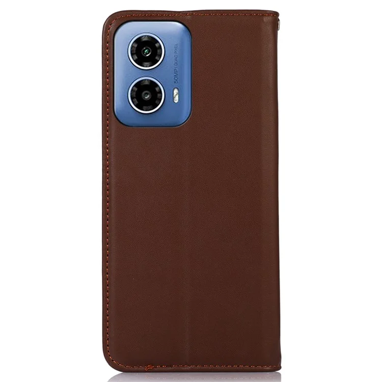 KHAZNEH Per Motorola Moto G45 5G / G34 5G Custodia Vera Pelle di Mucca Custodia Portafoglio - Marrone