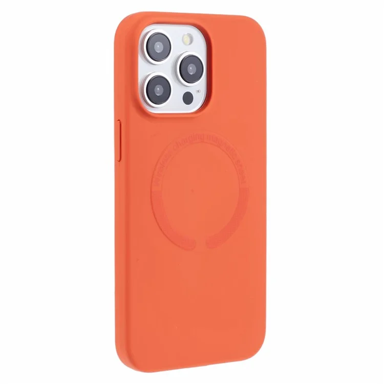 BJT Series Para iPhone 14 Pro Max Capa Case TPU+Revestimento de Tecido de Silicone Protetora Compatível com MagSafe - Laranja