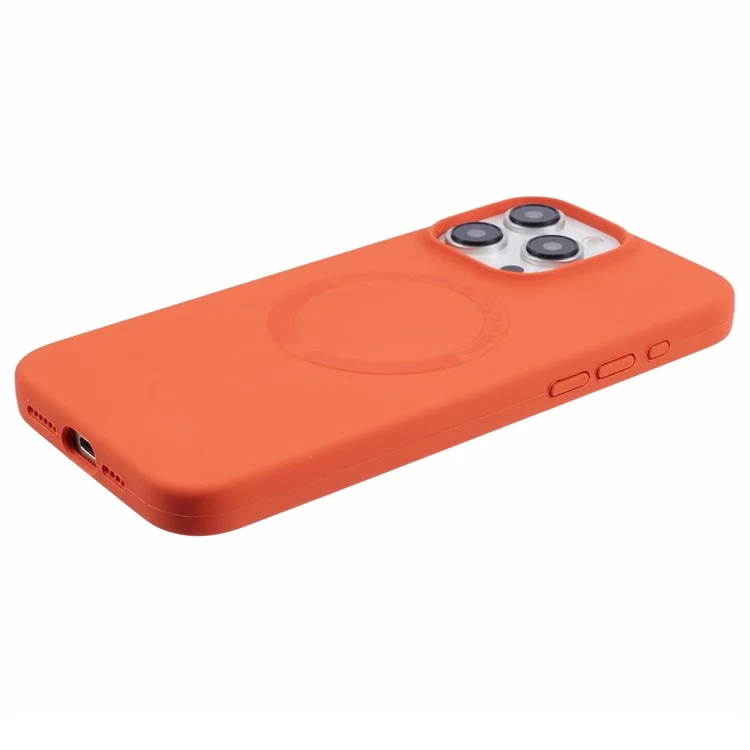 BJT Series For iPhone 13 Pro Max 6.7 inch Magnetic Phone Case TPU+Silicone Drop-resistant Back Shell - Orange