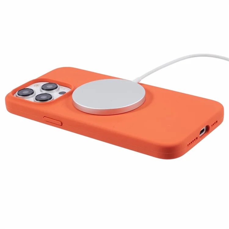 BJT Series For iPhone 13 Pro 6.1 inch Case Compatible with MagSafe TPU+Silicone Smart Phone Cover - Orange