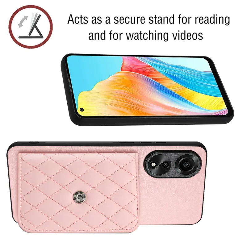 YB Leather Coating Series-8 for Oppo A78 4G RFID Blocking Phone Case Kickstand Mobile Shell Cover - Pink