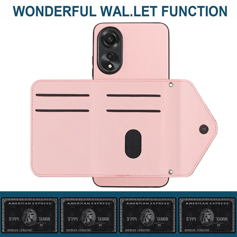 YB Leather Coating Series-8 for Oppo A78 4G RFID Blocking Phone Case Kickstand Mobile Shell Cover - Pink