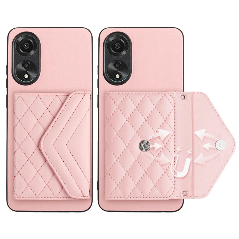 YB Leather Coating Series-8 for Oppo A78 4G RFID Blocking Phone Case Kickstand Mobile Shell Cover - Pink