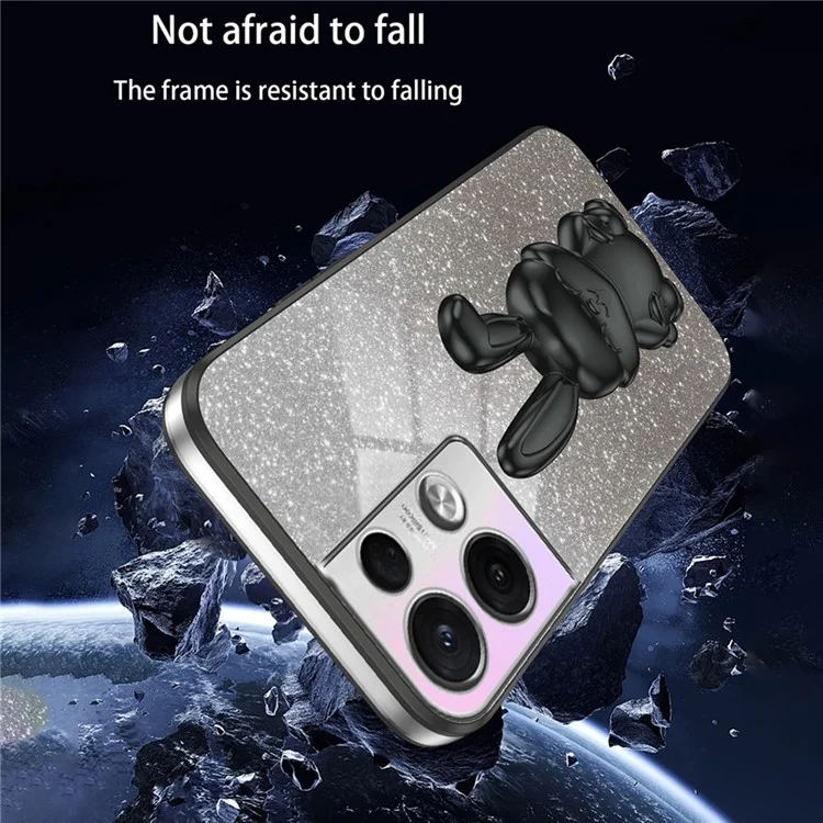 Für Oppo Reno8 Pro 5G (Globale Version) Glitzerstaub-Handy-Hülle mit Ständer - Schwarz