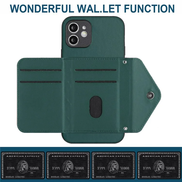 YB Leather Coating Series-8 Per iPhone 11 RFID Blocking Phone Case Card Holder Kickstand Cover - Verde