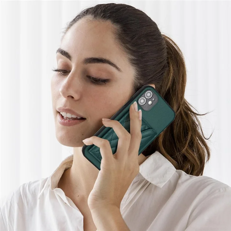 YB Leather Coating Series-8 Per iPhone 11 RFID Blocking Phone Case Card Holder Kickstand Cover - Verde